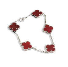 Silver Red Clover Bracelet