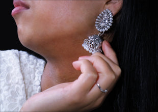 Exquisite Traditional Silver Jhumkas