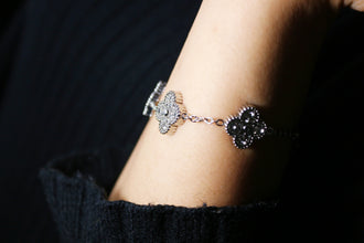 Elegant Dual Clover Diamond Bracelet