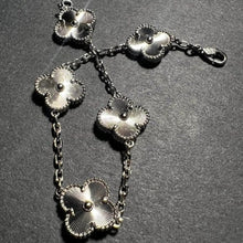 Beautiful Rhodium Plated Four Leaf Silver Clover Bracelet