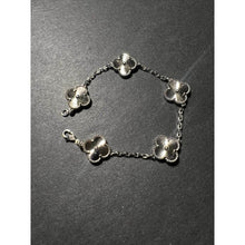 Beautiful Rhodium Plated Four Leaf Silver Clover Bracelet