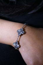 Beautiful Rhodium Plated Four Leaf Silver Clover Bracelet