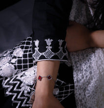 Silver Red Clover Bracelet