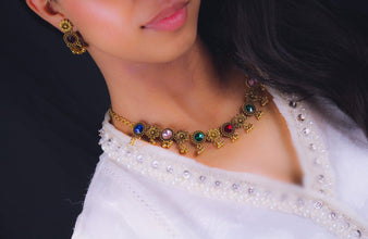 Bollywood themed necklace Set Choker with Earrings Set