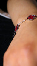 Silver Red Clover Bracelet